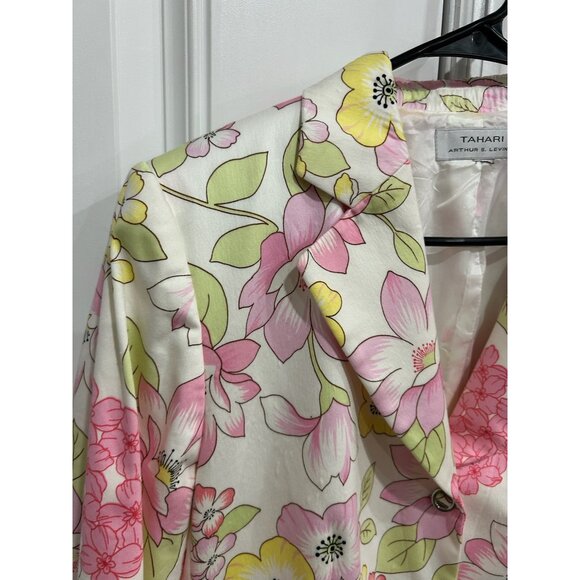 Tahari Arthur S. Levine Floral Blazer 3/4 Sleeves Button Closure Size 10 Elegant - Picture 5 of 10